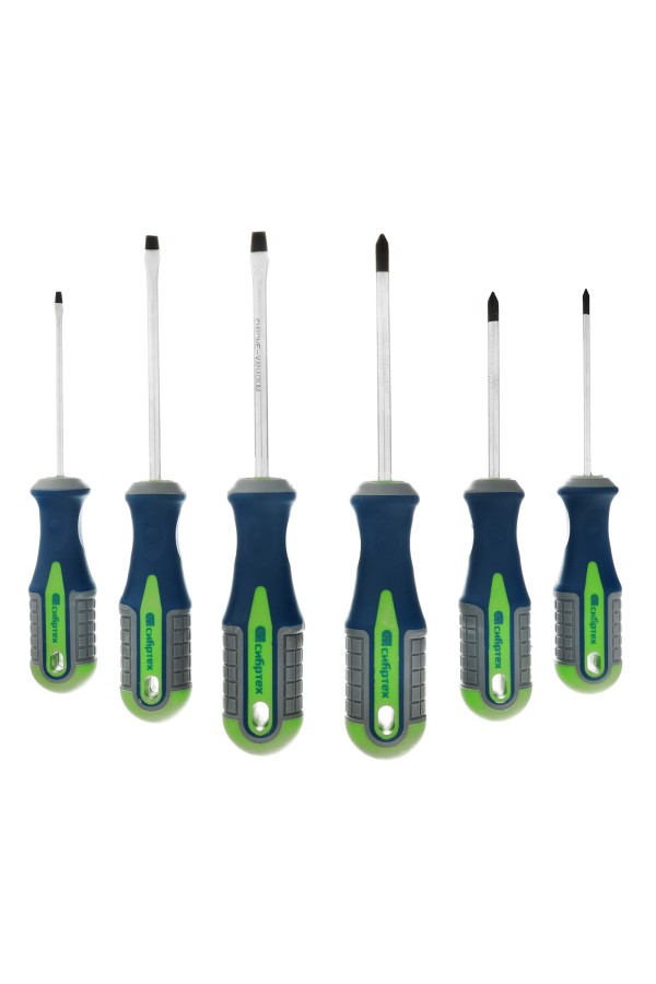 Набор отверток, CrV, трехкомпонентные рукоятки, 6 предметов Сибртех