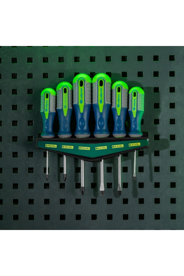 Набор отверток, CrV, трехкомпонентные рукоятки, 6 предметов Сибртех