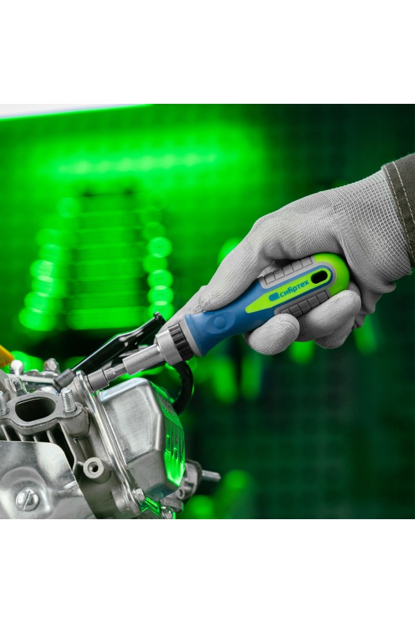 Отвертка реверсивная с набором бит и торцевых головок, 25 шт, CrV, чехол Сибртех