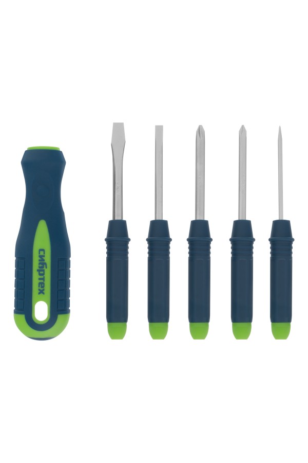 Отвертка со сменными насадками, 5 шт, CrV Сибртех