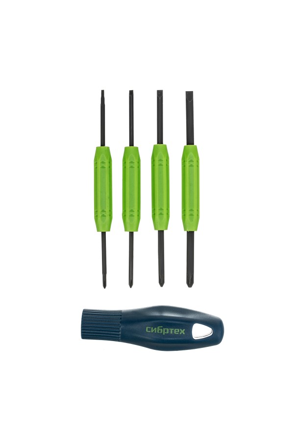Отвертка со сменными двухсторонними насадками, 8 в 1, пластиковый кейс, CrV Сибртех