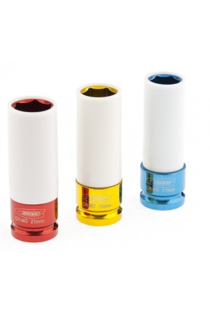 Набор ударных головок, удлиненные, 1/2, шестигранные, CrMo, 3 шт, 17 мм, 19мм, 21мм Gross