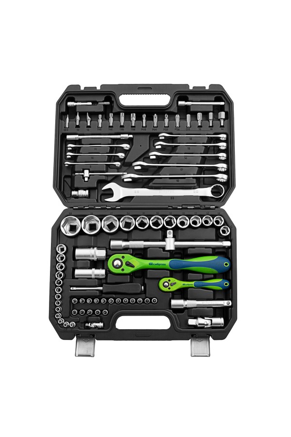 Набор инструментов 82 предмета, CrV, 1/2", 1/4" Сибртех