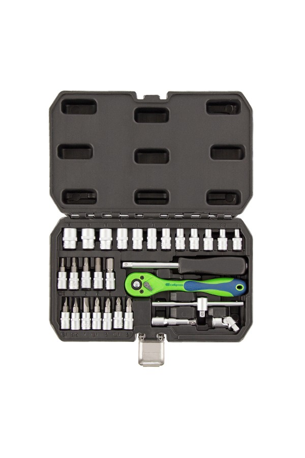 Набор инструментов 29 предметов, CrV, 1/4" Сибртех