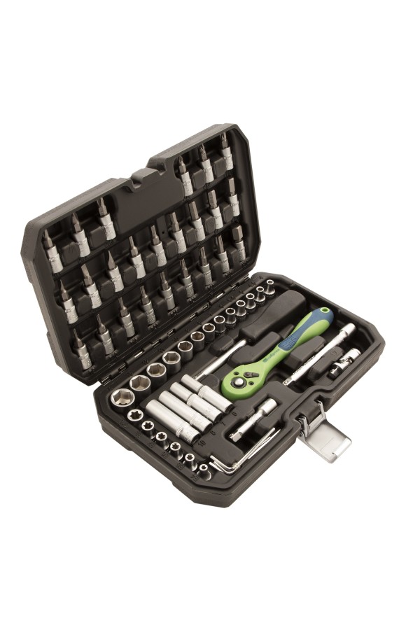 Набор инструментов 56 предметов, CrV, 1/4" Сибртех