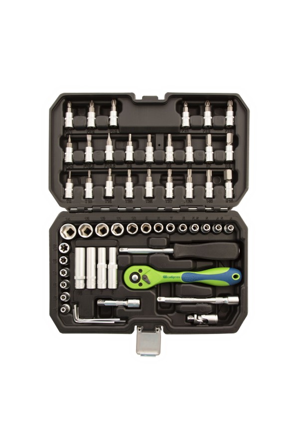 Набор инструментов 56 предметов, CrV, 1/4" Сибртех