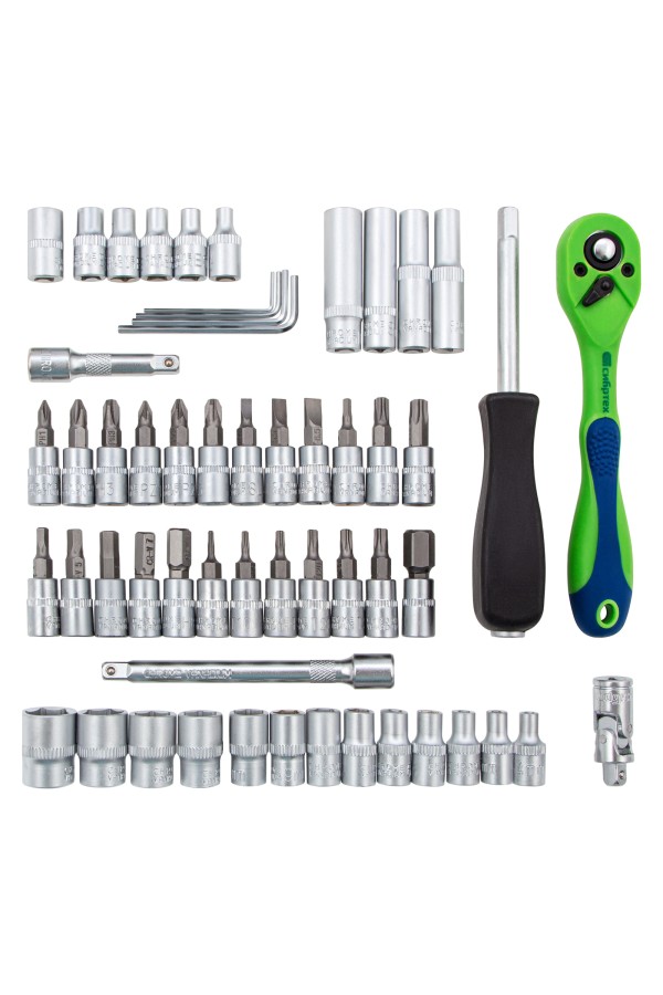 Набор инструментов 56 предметов, CrV, 1/4" Сибртех