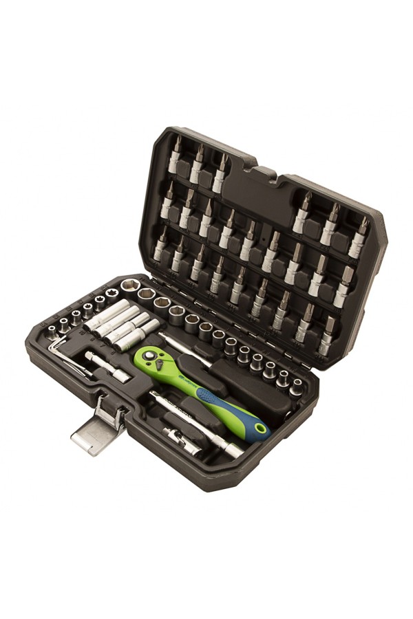 Набор инструментов 56 предметов, CrV, 1/4" Сибртех