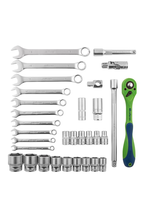 Набор инструментов 32 предмета, CrV, 1/2" Сибртех