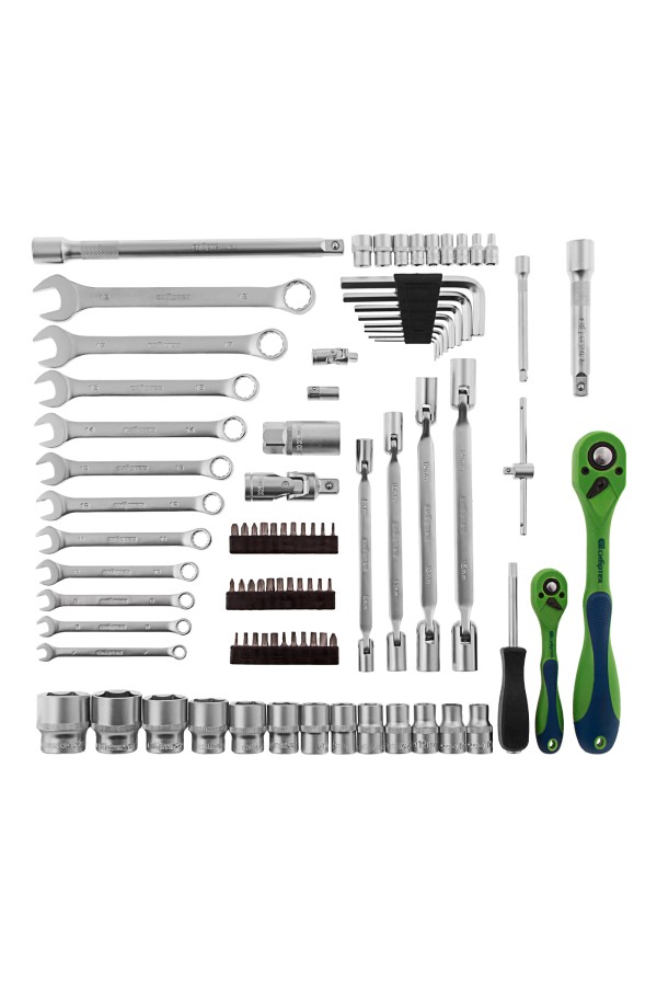 Набор инструментов 89 предметов, CrV 1/2", 1/4" Сибртех