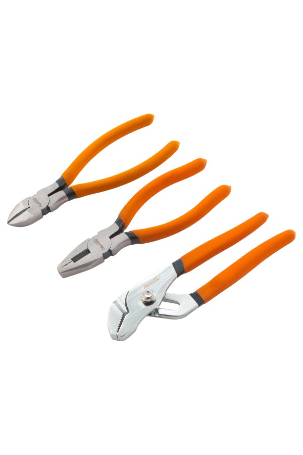 Набор губцевого инструмента №2, 3 предмета: плоскогубцы, бокорезы, клещи переставные Sparta