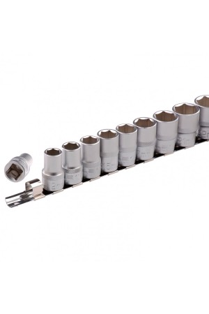 Набор торцевых головок, 1/2, шестигранные, CrV, 10 шт, 10-22 мм Stels
