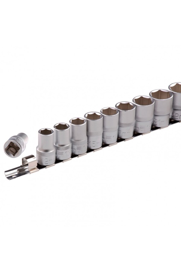 Набор торцевых головок, 1/2, шестигранные, CrV, 10 шт, 10-22 мм Stels