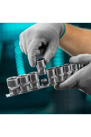 Набор торцевых головок, 1/2, шестигранные, CrV, 10 шт, 10-22 мм Stels