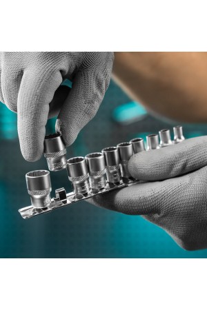 Набор торцевых головок, 1/4, двенадцатигранные, CrV, 10 шт, 4-13 мм Stels