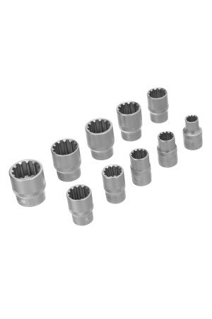 Набор универсальных торцевых головок, 3/8, SpLine, CrV, 10 шт, 8-19 мм Stels