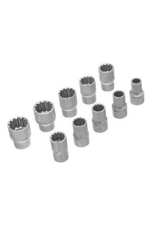 Набор универсальных торцевых головок, 1/2, SpLine, CrV, 10 шт, 10-22 мм Stels