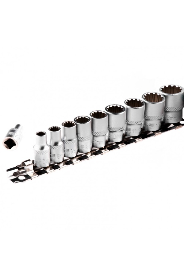 Набор универсальных торцевых головок, 1/4, SpLine, CrV, 10 шт, 4-13 мм Stels