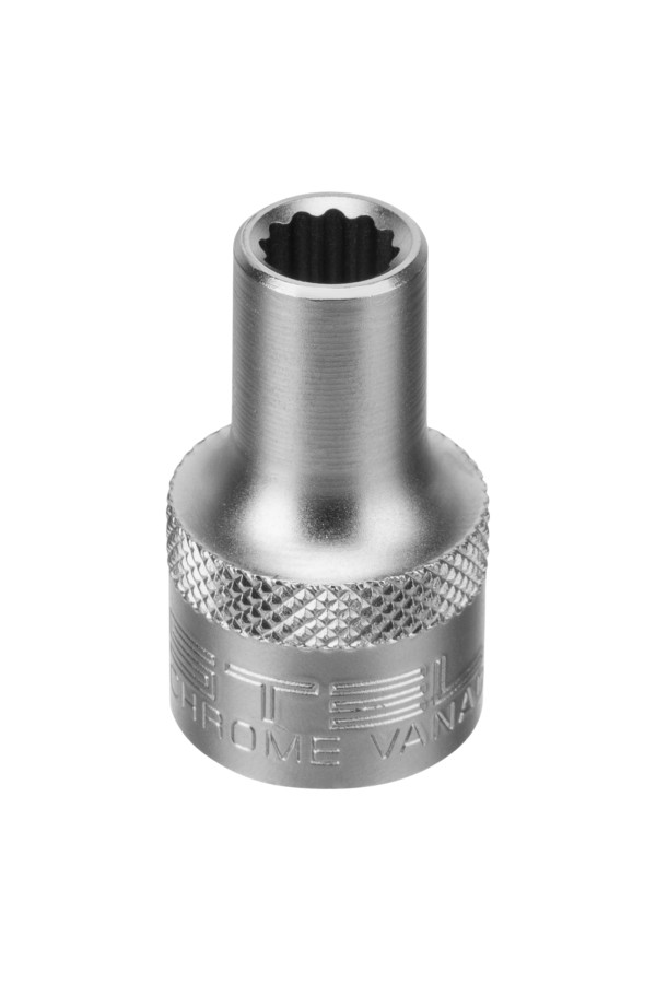 Головка торцевая, 8 мм, двенадцатигранная, CrV, под квадрат 1/2, хромированная Stels