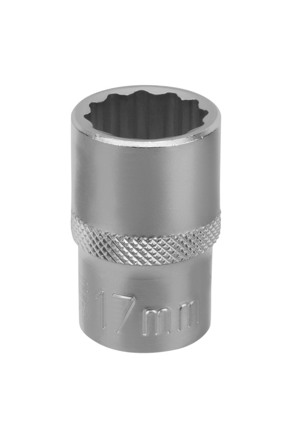 Головка торцевая, 17 мм, двенадцатигранная, CrV, под квадрат 1/2, хромированная Stels
