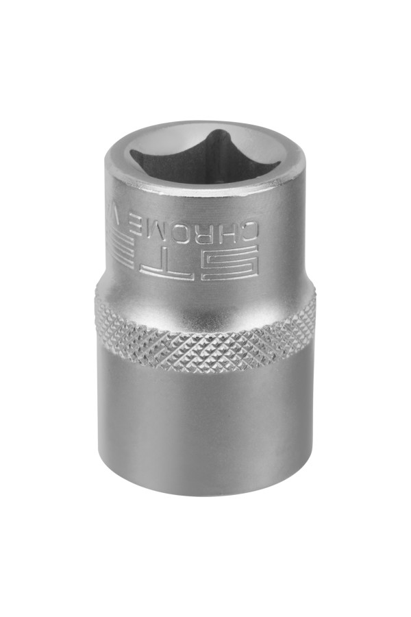 Головка торцевая, 19 мм, двенадцатигранная, CrV, под квадрат 1/2, хромированная Stels