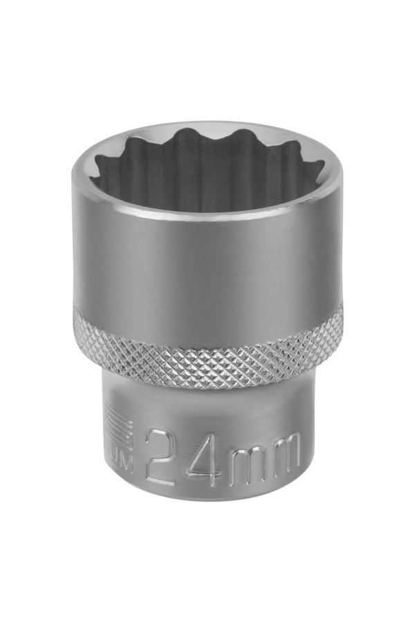 Головка торцевая, 24 мм, двенадцатигранная, CrV, под квадрат 1/2, хромированная Stels