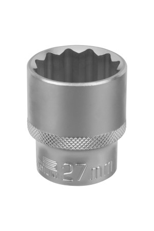 Головка торцевая, 27 мм, двенадцатигранная, CrV, под квадрат 1/2, хромированная Stels