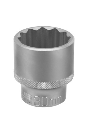 Головка торцевая, 30 мм, двенадцатигранная, CrV, под квадрат 1/2, хромированная Stels