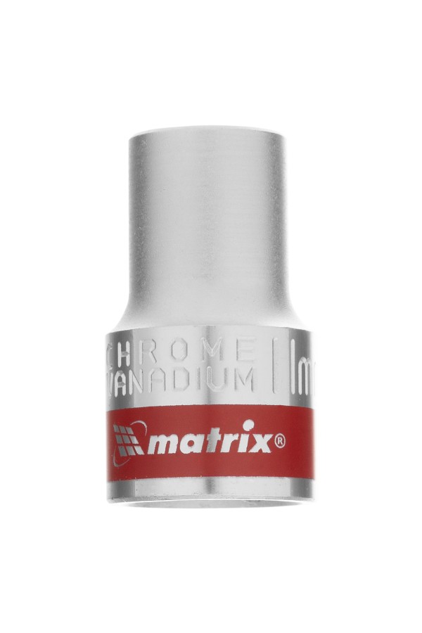 Головка торцевая, 11 мм, двенадцатигранная, CrV, под квадрат 1/2, хромированная Matrix