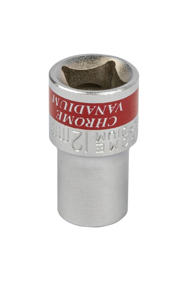 Головка торцевая, 12 мм, двенадцатигранная, CrV, под квадрат 1/2, хромированная Matrix