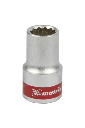 Головка торцевая, 12 мм, двенадцатигранная, CrV, под квадрат 1/2, хромированная Matrix