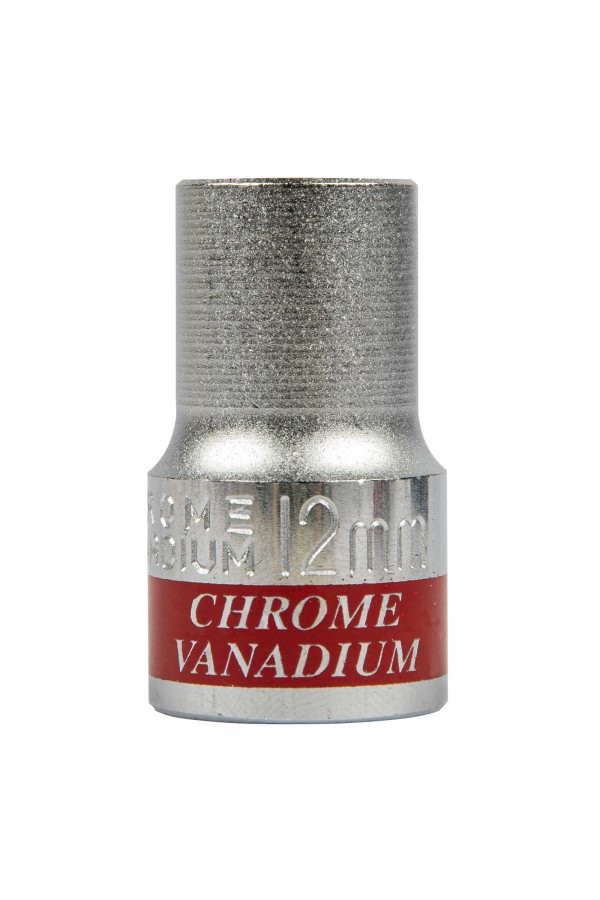 Головка торцевая, 12 мм, двенадцатигранная, CrV, под квадрат 1/2, хромированная Matrix