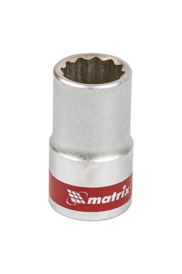 Головка торцевая, 14 мм, двенадцатигранная, CrV, под квадрат 1/2, хромированная Matrix