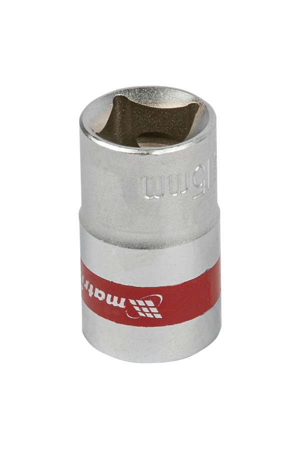 Головка торцевая, 15 мм, двенадцатигранная, CrV, под квадрат 1/2, хромированная Matrix