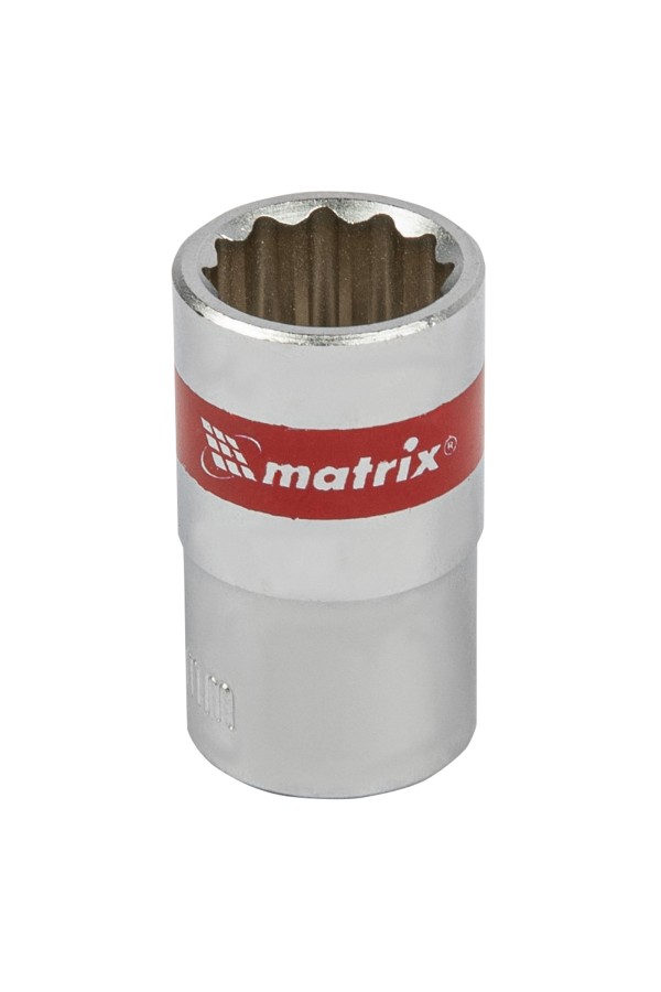 Головка торцевая, 15 мм, двенадцатигранная, CrV, под квадрат 1/2, хромированная Matrix