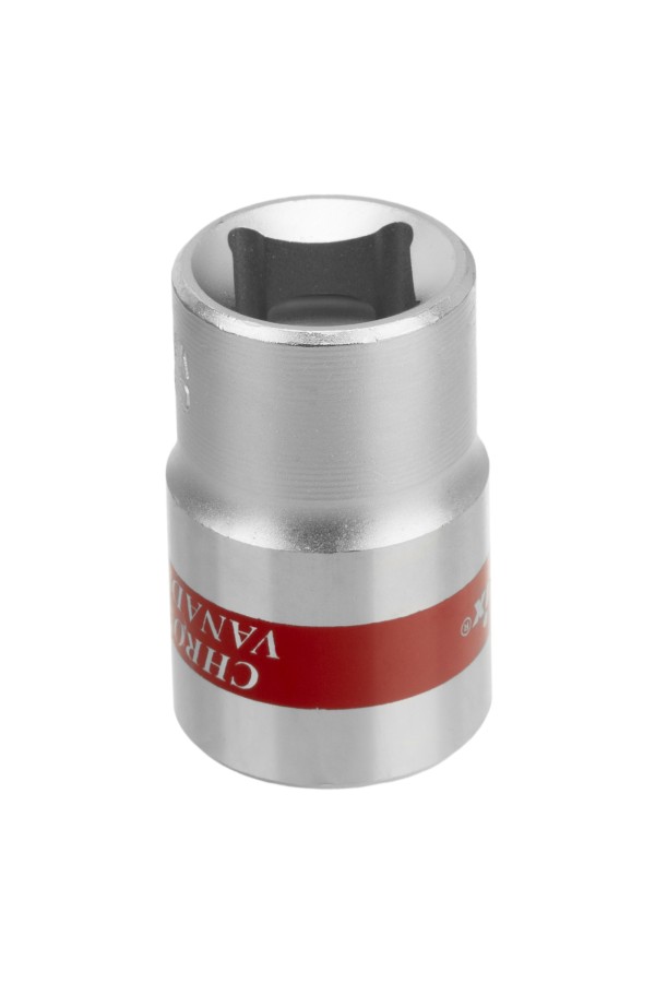 Головка торцевая, 17 мм, двенадцатигранная, CrV, под квадрат 1/2, хромированная Matrix
