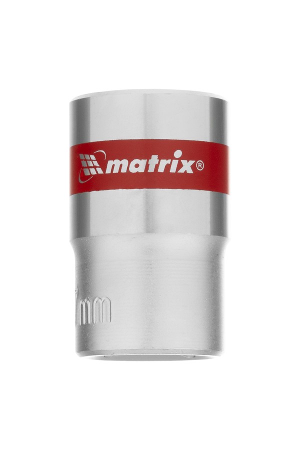 Головка торцевая, 17 мм, двенадцатигранная, CrV, под квадрат 1/2, хромированная Matrix