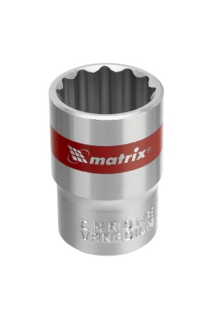 Головка торцевая, 19 мм, двенадцатигранная, CrV, под квадрат 1/2, хромированная Matrix