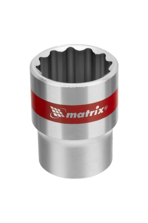 Головка торцевая, 22 мм, двенадцатигранная, CrV, под квадрат 1/2, хромированная Matrix