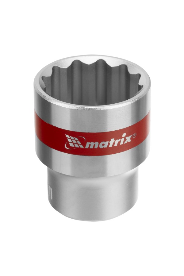 Головка торцевая, 24 мм, двенадцатигранная, CrV, под квадрат 1/2, хромированная Matrix