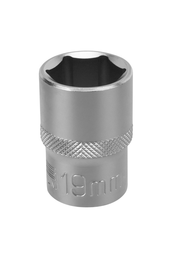 Головка торцевая, 19 мм, шестигранная, CrV, под квадрат 1/2 Stels