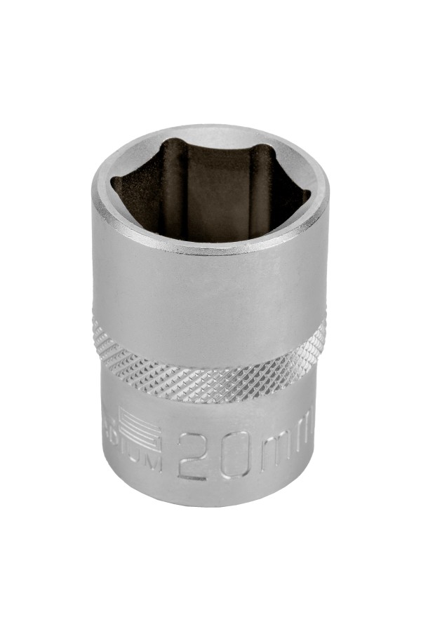 Головка торцевая, 20 мм, шестигранная, CrV, под квадрат 1/2 Stels