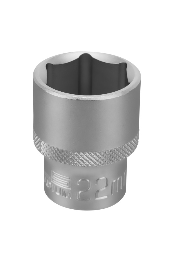 Головка торцевая, 22 мм, шестигранная, CrV, под квадрат 1/2 Stels
