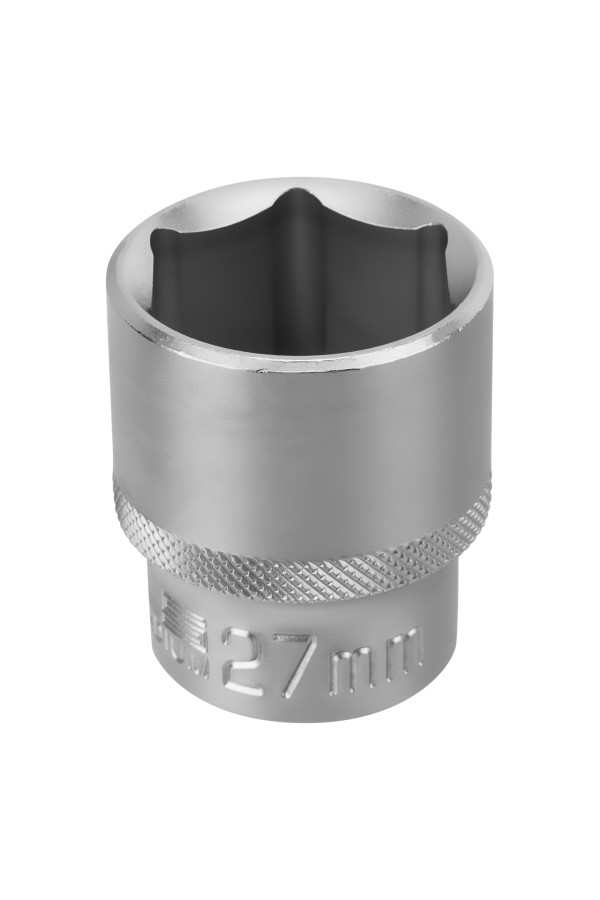 Головка торцевая, 27 мм, шестигранная, CrV, под квадрат 1/2 Stels