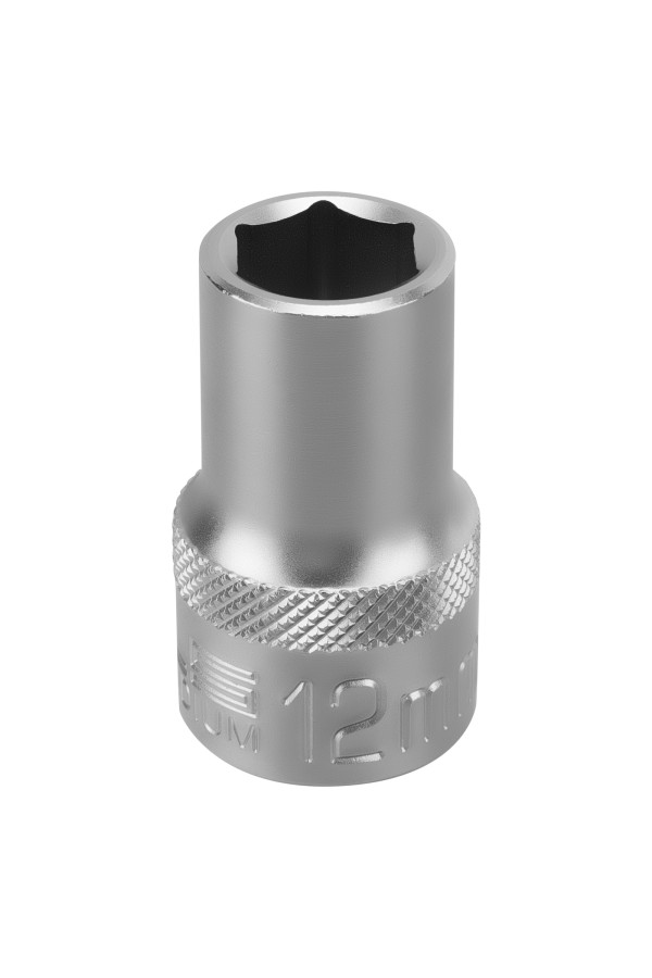 Головка торцевая удлиненная, 12 мм, шестигранная, CrV, под квадрат 1/2 Stels