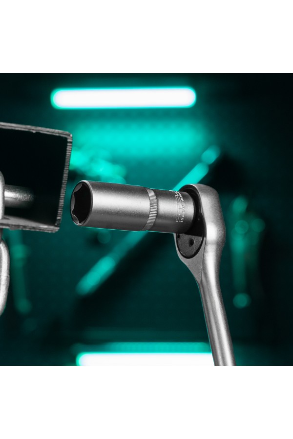 Головка торцевая удлиненная, 21 мм, шестигранная, CrV, под квадрат 1/2 Stels