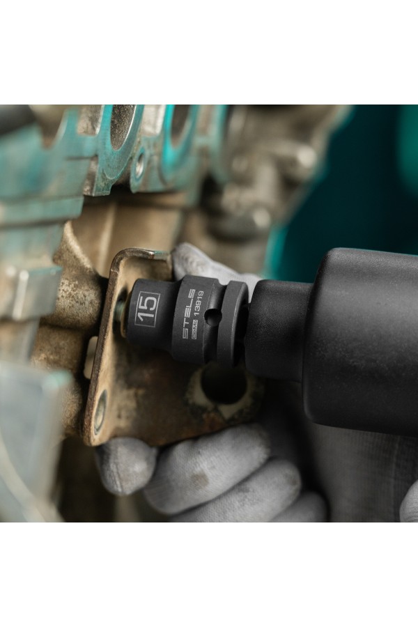 Головка ударная шестигранная, 15 мм, 1/2, CrMo Stels