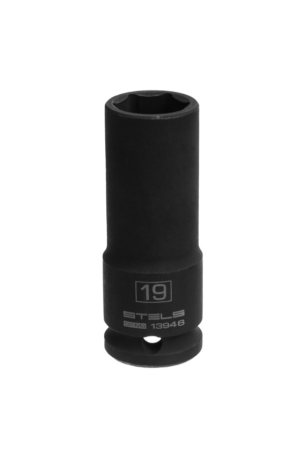 Головка ударная удлиненная шестигранная, 19 мм, 1/2, CrMo Stels
