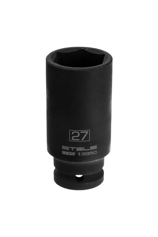 Головка ударная удлиненная шестигранная, 27 мм, 1/2, CrMo Stels