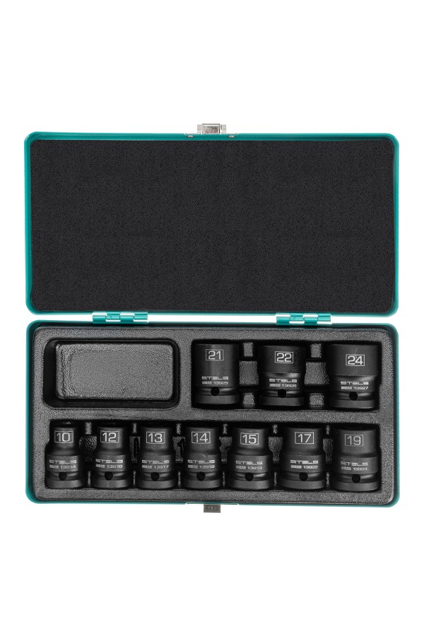 Набор шестигранных ударных торцевых головок, 1/2, 10-24 мм, 10 шт, Stels